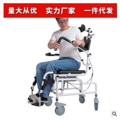 工厂现货老人坐便椅带轮轻便轮椅可洗头澡铝合金坐便椅多功能批发