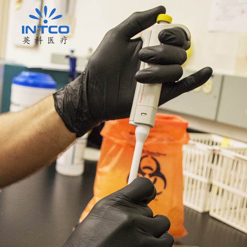 英科一次性黑色丁腈手套批发工业维修耐酸碱实验防护橡胶丁晴手套图2