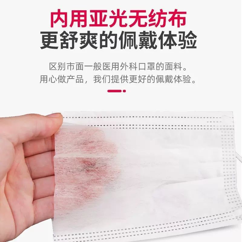 正品医用级外科口罩一次性三层防病毒透气白色成人非灭菌 独立包装图3