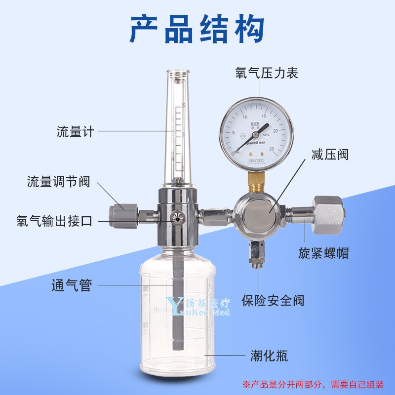 鱼跃XY-98BIII型浮标式氧气吸入器 医用供氧器氧气瓶氧气流量表图2