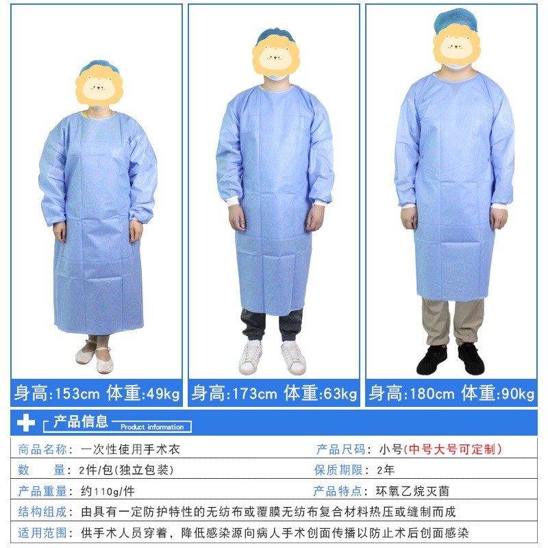 医用一次性手术衣 SMS覆膜防水手术衣 无菌独立包装手术服 隔离服图3