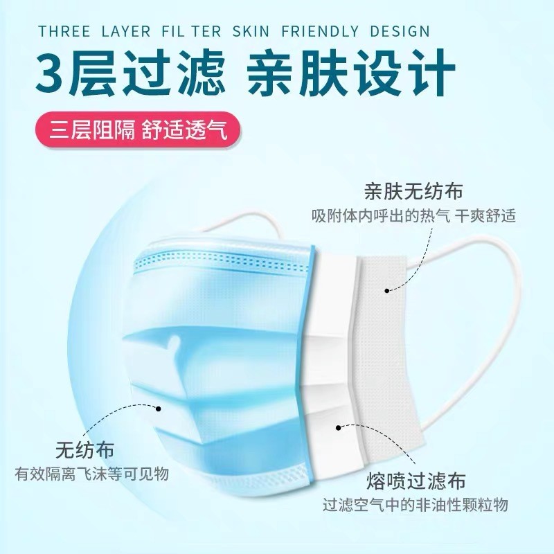 宇安一次性医用外科口罩成人三层防护口罩医用级一次性10 支装批发图3
