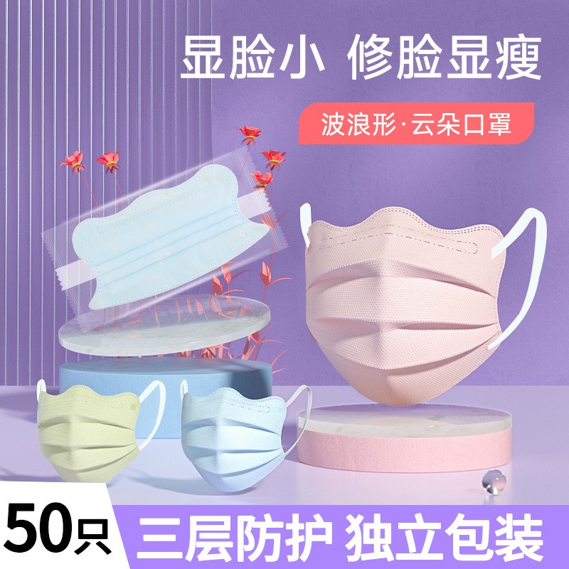 女神口罩医用外科口罩蝴蝶波浪蝶形护眼角v型V脸一次性医用口罩图2