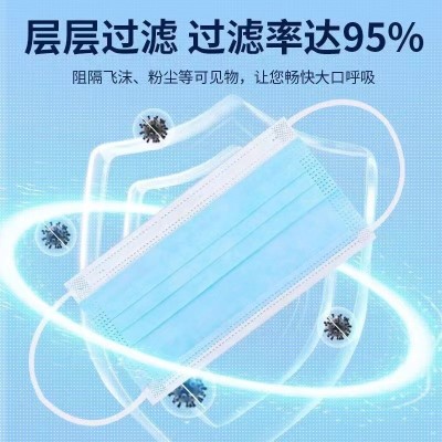 宇安控股医用外科口罩三层防护 一次性医用级口罩非独立 包装批发