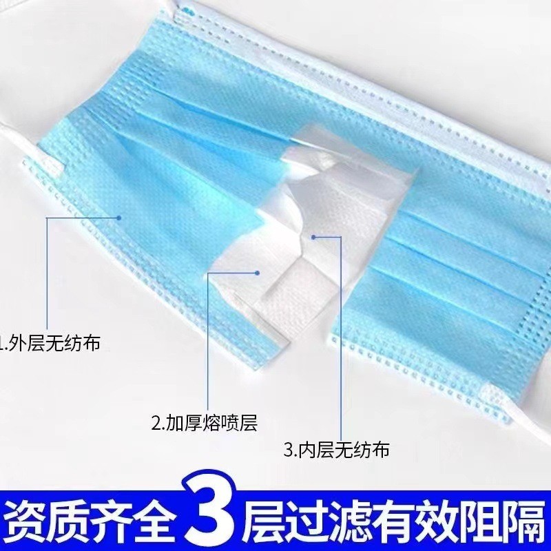 宇安控股医用外科口罩三层防护 一次性医用级口罩非独立 包装批发图2