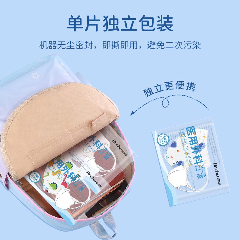 初医生儿童尺寸医用外科口罩3d立体一次性医疗5到12岁独立装夏季图3
