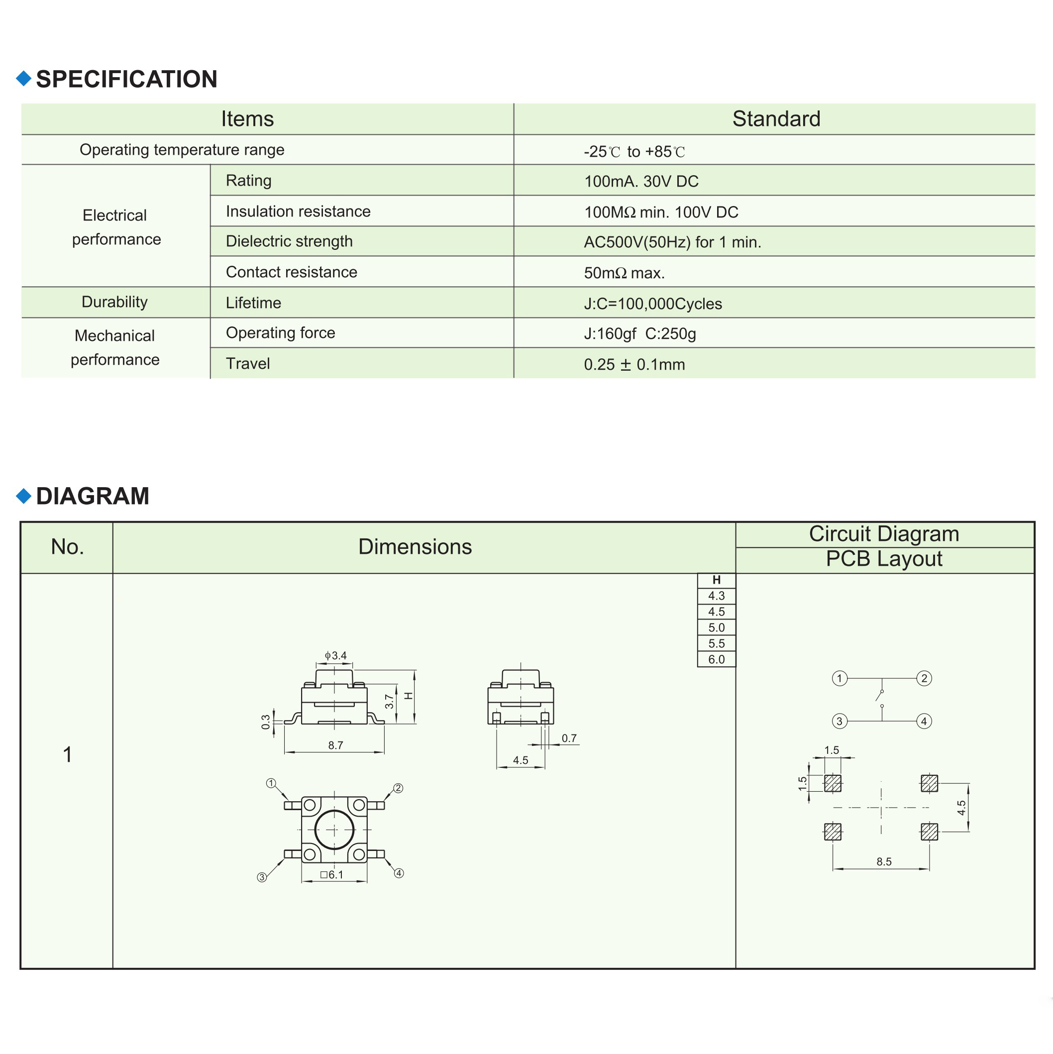 6*6*4.3防水IP67轻触开关医疗电子电池包智能门锁电动工具信号按键开关图2